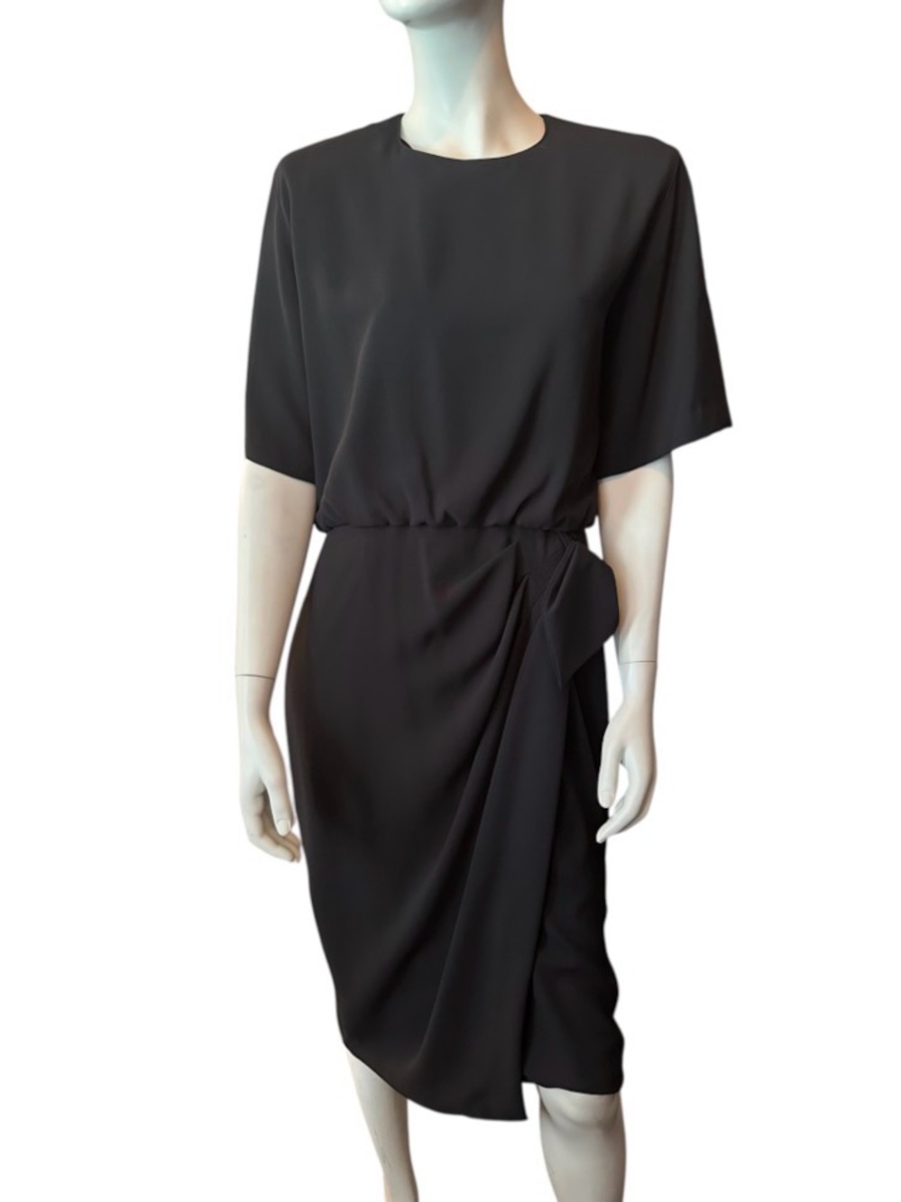 Ms. Chaus Vintage Sarong Effect Midi Dress Black Size 14